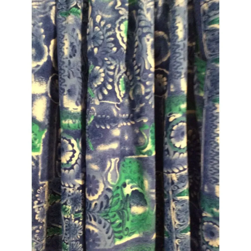 Vintage Koret Size 12 Blue Capri Cropped Flowy Super Wide Legged Floral - Picture 2 of 3